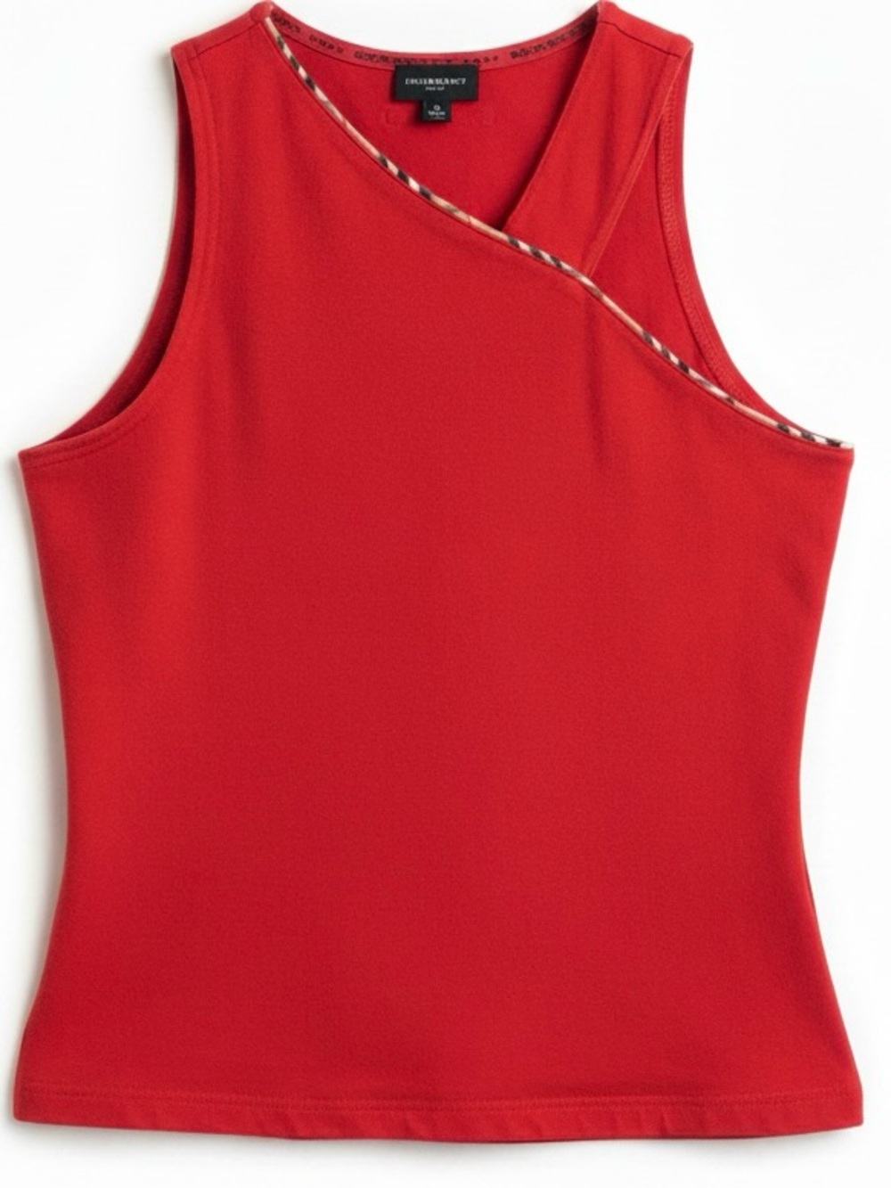 Burberry Red Sleeveless Asymmetric Trim Tank - Picture 2 of 7